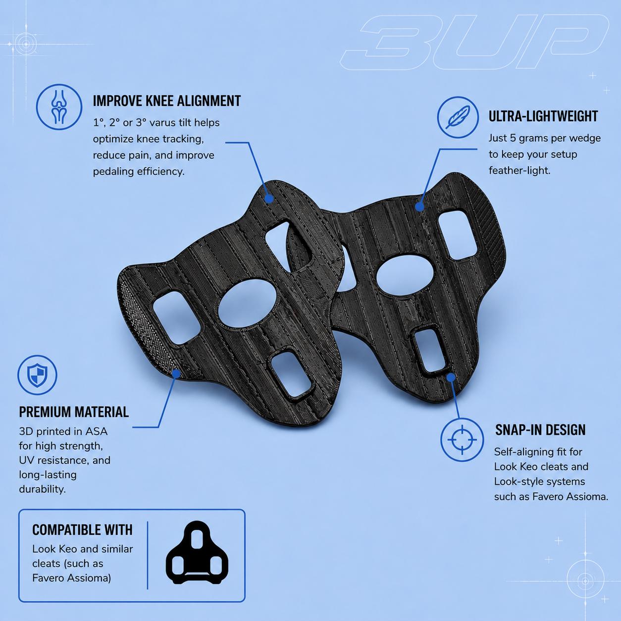 Look Cleat Varus Wedges: 3D Printed Cycling Knee Alignment product image 2